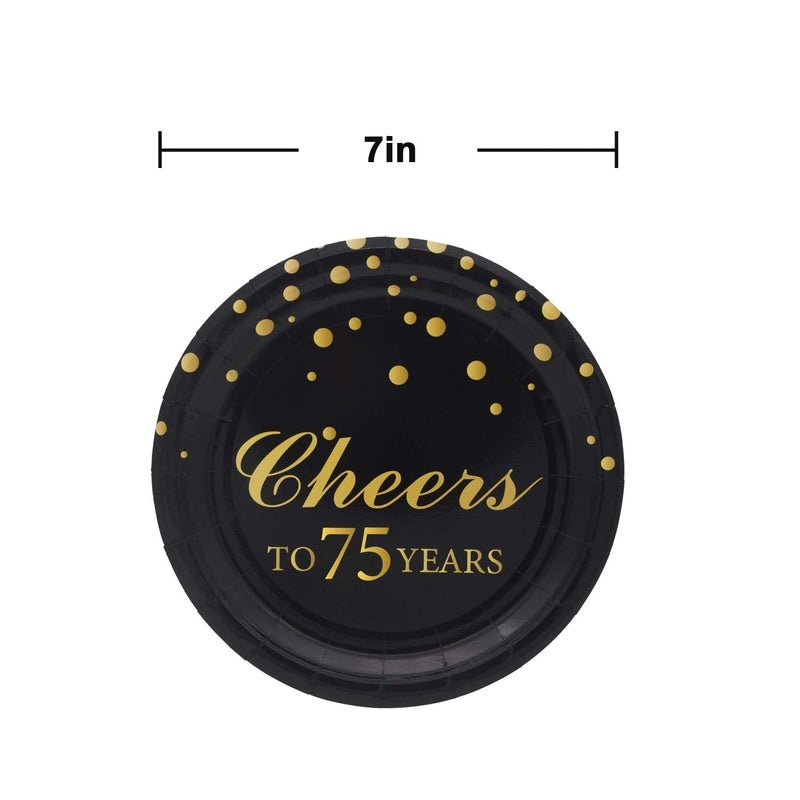 Pandecor 75th Birthday Party Supplies,50 PCS Cheers to 75 Years Disposable 7 Inch Paper Plates Dessert Plates for 75 Years Anniversary Party - Image 3